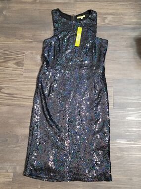 Gianni Bini Black Iridescent Sequin Strapless Dress Size Small Cocktail Party